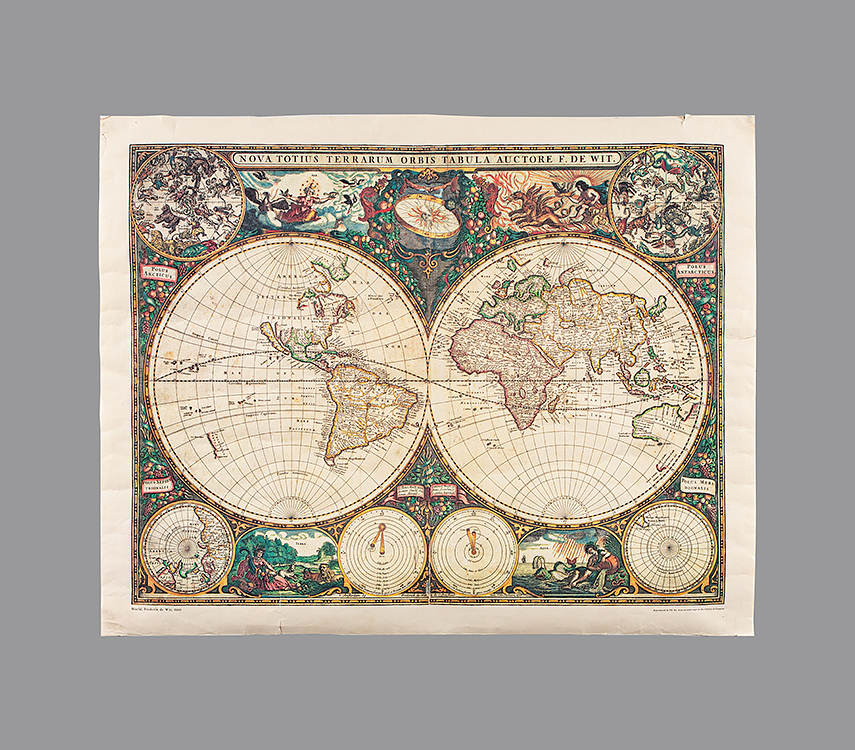 世界地図 (1660年) 丸×2 840×675 / マイハウスレンタル 撮影